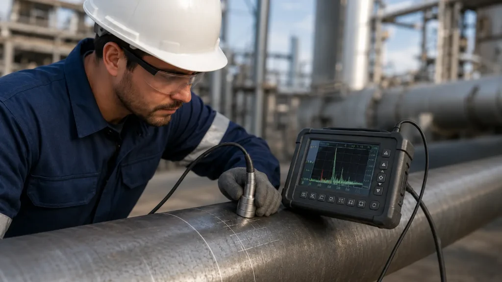 Inspección por ultrasonido UT en tubería industrial